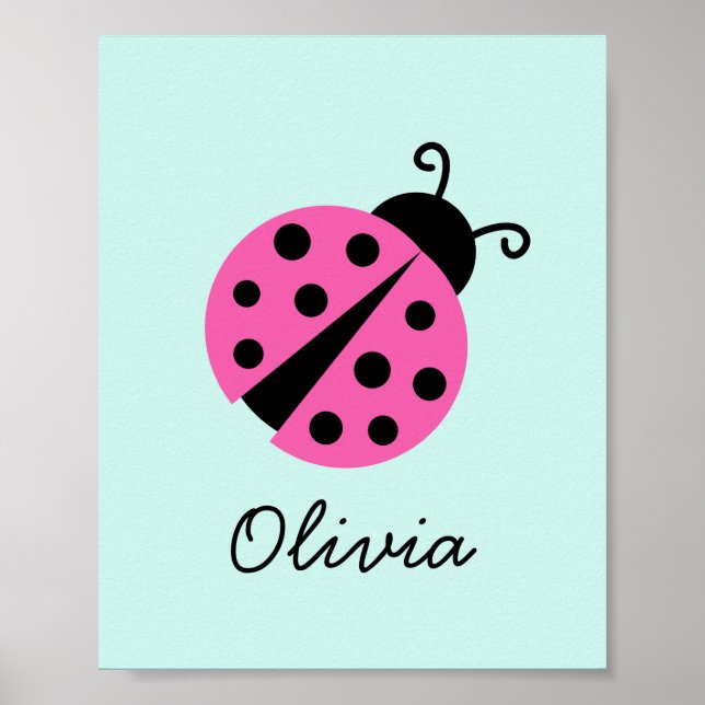 Pink Ladybug Girls Babyzimmer Kinderzimmer Dekorat Poster (Vorne)