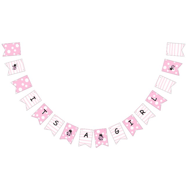 Pink Ladybug ist eine Girl Baby Dusche Wimpelkette (Alle)