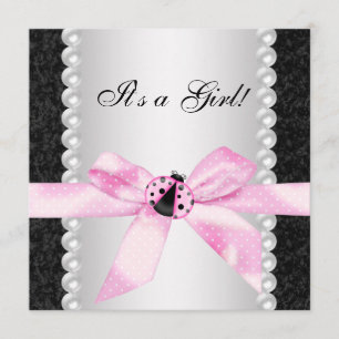 Pink Ladybug Kinderdusche Einladungen