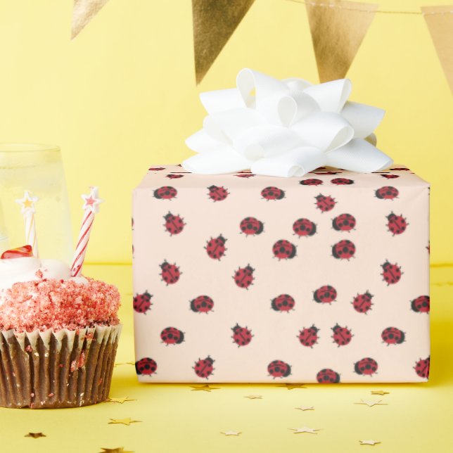 Pink Ladybug Pattern Geschenk Geschenkpapier (Geburtstagsparty)