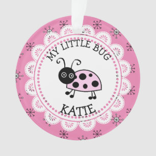 Pink Ladybug Persönliche Nachricht Weihnachts-Keep Ornament
