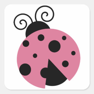 Pink Ladybug Quadratischer Aufkleber
