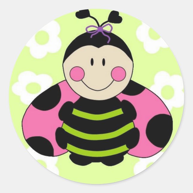 Pink Ladybug Runder Aufkleber (Vorderseite)