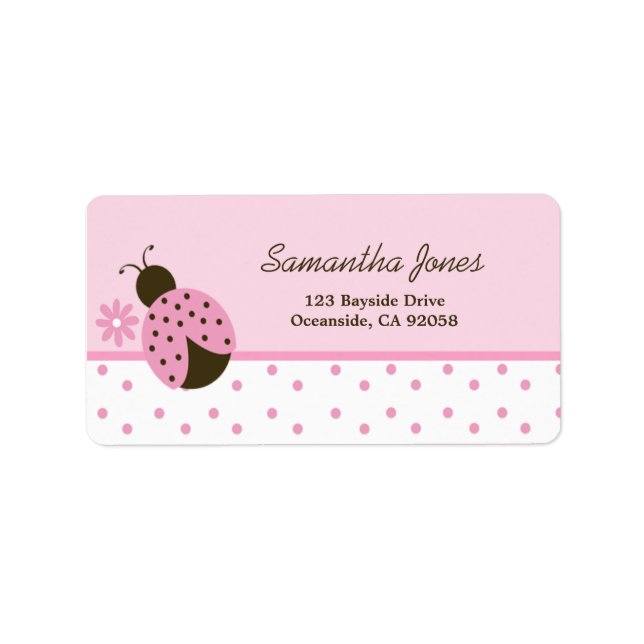 Pink Ladybug Trendy Dot Address Label Adressaufkleber (Vorne)