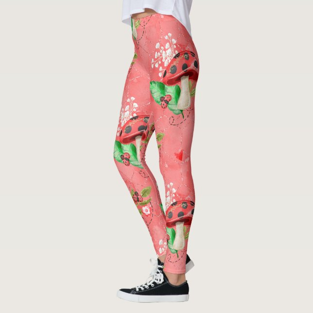 Pink Ladybug und Pilzmuster Leggings (Links)