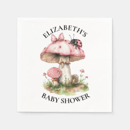 Pink Ladybug Watercolor Babydusche Serviette
