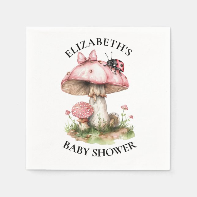 Pink Ladybug Watercolor Babydusche Serviette (Vorderseite)