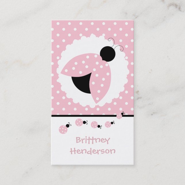 Pink Ladybugs Girl Jouer Carte Date (Devant)