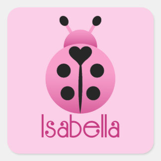 Pink Ladybugs Quadratischer Aufkleber