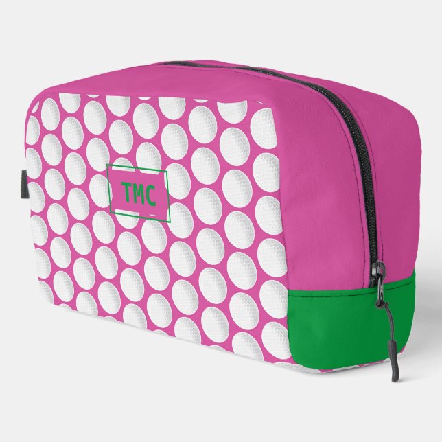 Pink Ladys Golf INITIALS Grüner Spaß Waschbeutel (Rechte Ecke)