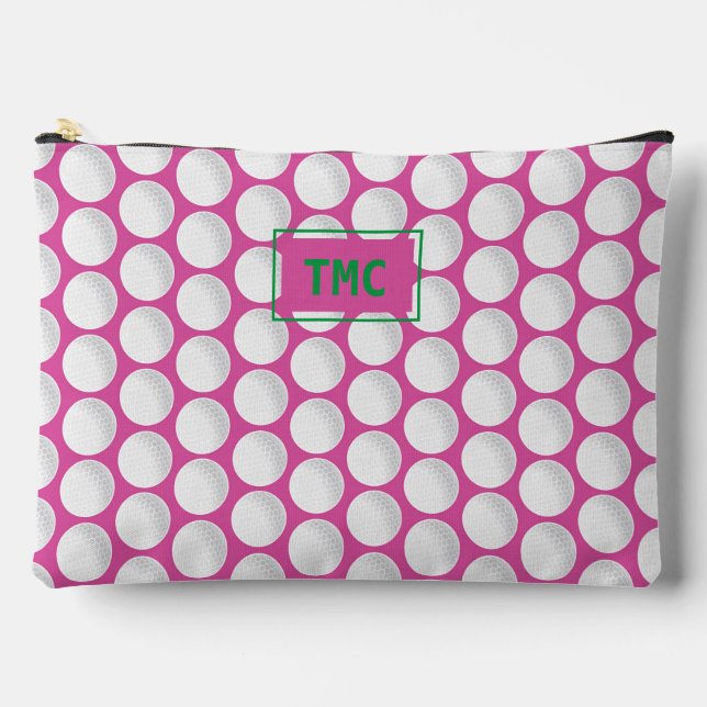 Pink Ladys Golf INITIALS Grüner Spaß Zubehörtasche (Vorderseite)