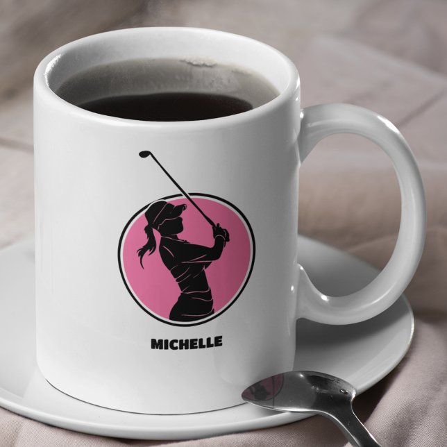 Pink Ladys Golf Silhouette Kaffeetasse (Von Creator hochgeladen)
