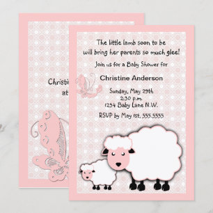 Pink Lamb Baby Girl Dusche Einladung