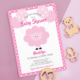 Pink Lamb Baby Shower Script Balloons Niedlich Mod Einladung