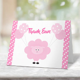 Pink Lamb Balloons Girl Baby Dusche Niedlich Sweet Dankeskarte