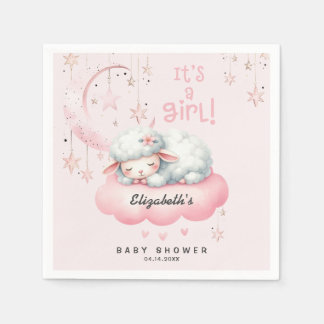 Pink Lamb Girl Babydusche Serviette