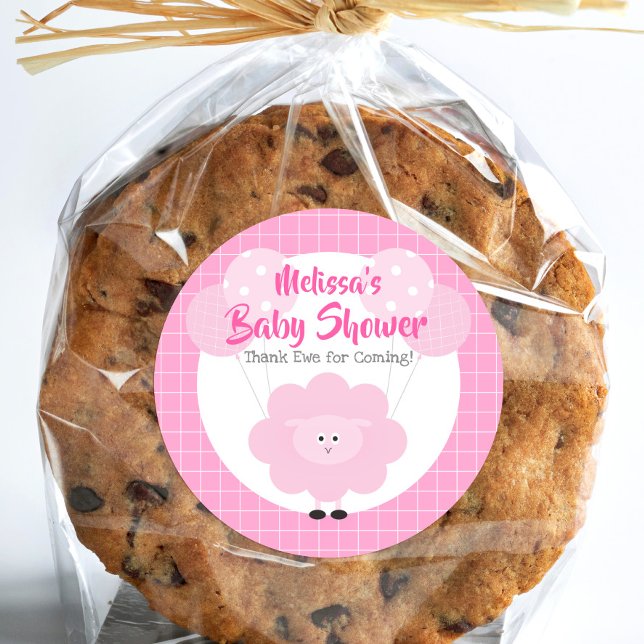 Pink Lamb Niedlich Sweet Kawaii Baby Dusche Danke Runder Aufkleber (Von Creator hochgeladen)
