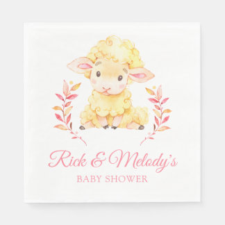 Pink Lamb Sheep Baby Dusche für Mädchen Serviette