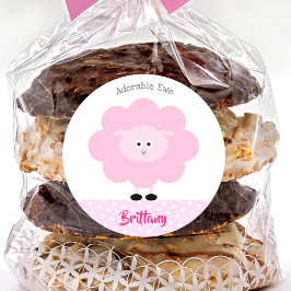 Pink Lamm Niedlich Adorable Ewe Zurück zum Schulna Runder Aufkleber