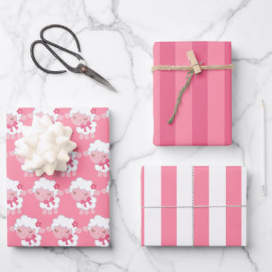 Pink Lamm Wrapping Paper Set Geschenkpapier Set