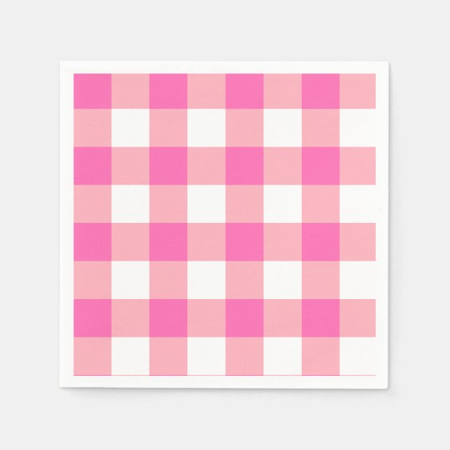 Pink Large Gingham Karierte Karos Serviette (Vorderseite)