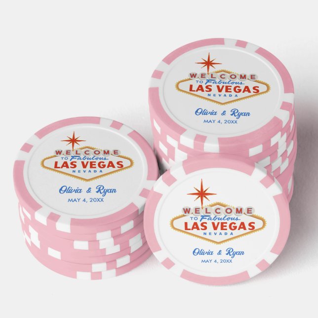 Pink Las Vegas Gastgeschenk Hochzeit Pokerchips (Stapel)