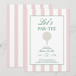 Pink Lass Par-T-Shirt Golf Erstgeburtstag Einladun Dankeskarte