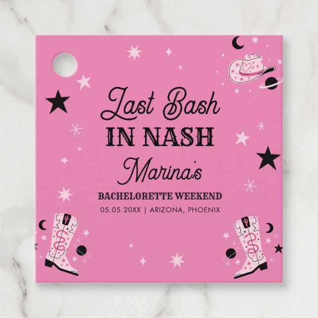 Pink Last Bash Nash Nashville Bachelorette Geschenkanhänger (Vorderseite)