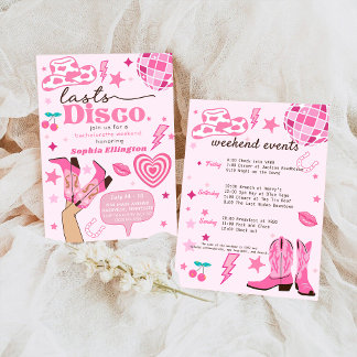 Pink Last Disco Bachelorette Wochenende Nash Bash Einladung