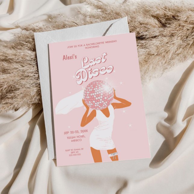 Pink Last Disco Girl Bridal Einladung (Von Creator hochgeladen)
