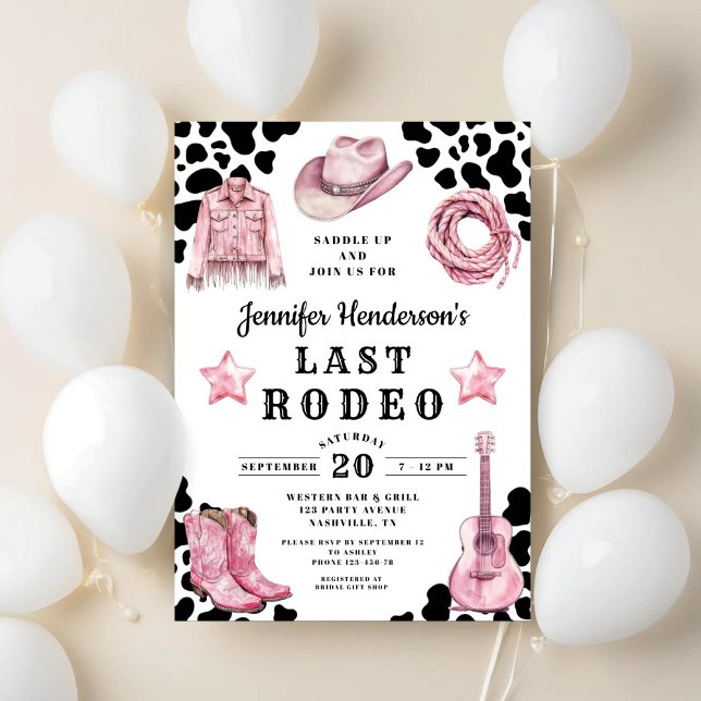 Pink Last Rodeo Bachelorette Einladung (Pink Last Rodeo Bachelorette Invitation)