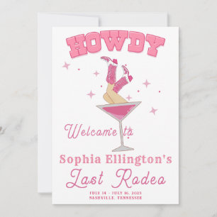 Pink Last Rodeo Bachelorette Wochenende Einladung