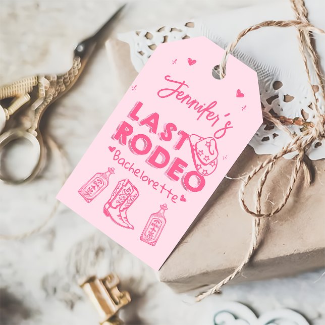 Pink Last Rodeo Cowgirl Junggeselinnen-Abschied Geschenkanhänger (Von Creator hochgeladen)