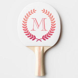 Pink Laurel Wreath Monogram Tischtennis Schläger