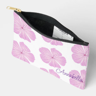 Pink Lavatera Blume blüht auf Weiß Zubehörtasche