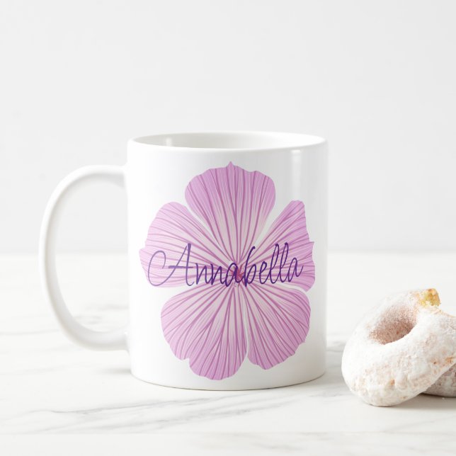 Pink Lavatera Blume Kaffeetasse (Mit Donut)