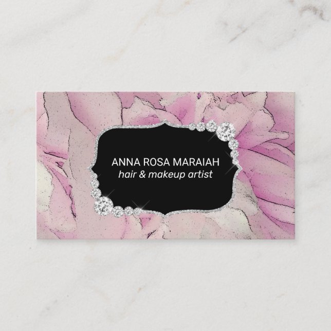 *~* Pink Lavendel Beauty Artist Diamond Floral Visitenkarte (Vorderseite)