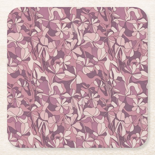Pink Lavendel Blume Camouflage Untersetzer Set (Vorderseite)