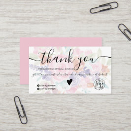 Pink lavender floral Aquarell Auftrag Vielen Dank Visitenkarte