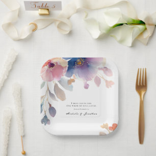 Pink Lavender Floral Christlich Bible Verse Hochze Pappteller