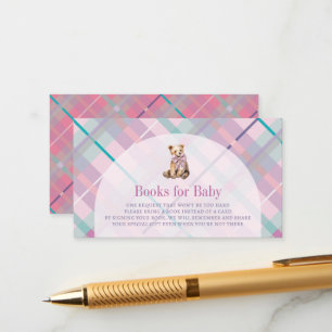Pink & Lavender Kariert Teddy Bear Babybuchanfrage Begleitkarte