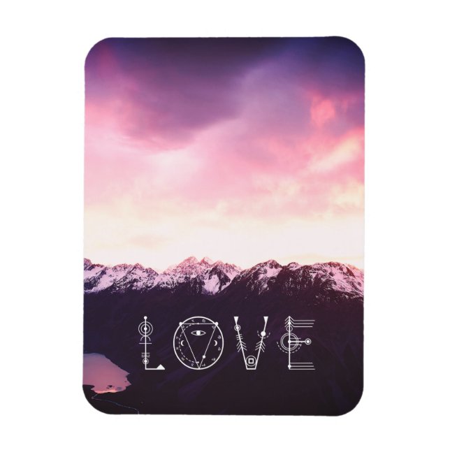 *~* Pink & Lavender Sky Lila Mountain Foto Magnet (Vertikal)