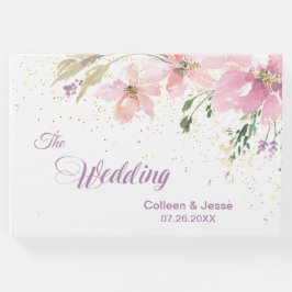 Pink Lavender Watercolor Floral Wedding Gästebuch