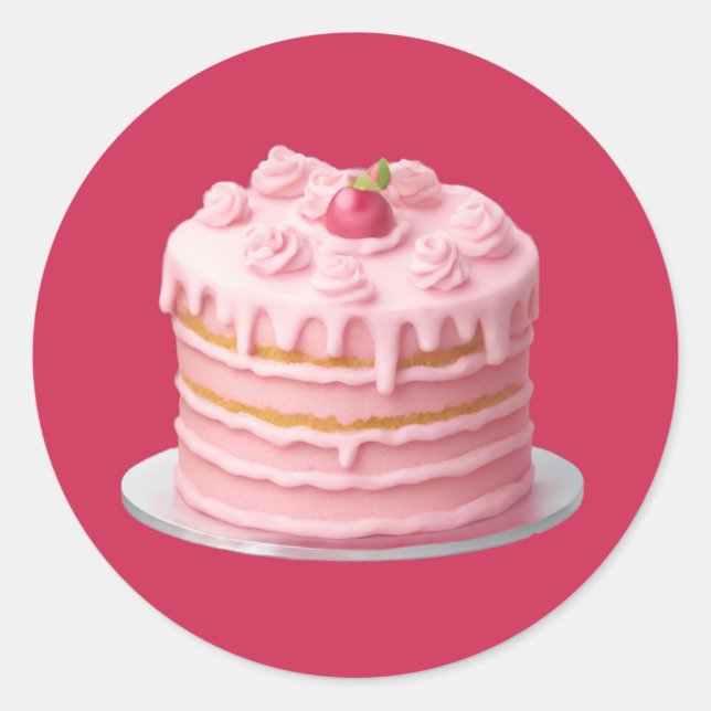 Pink Layard Tropfen Cake Emoji Runder Aufkleber (Vorderseite)