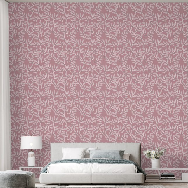 Pink Leaf Muster 2" * 10" Maßgeschneidertes Vinyl Tapete (Schlafzimmer)