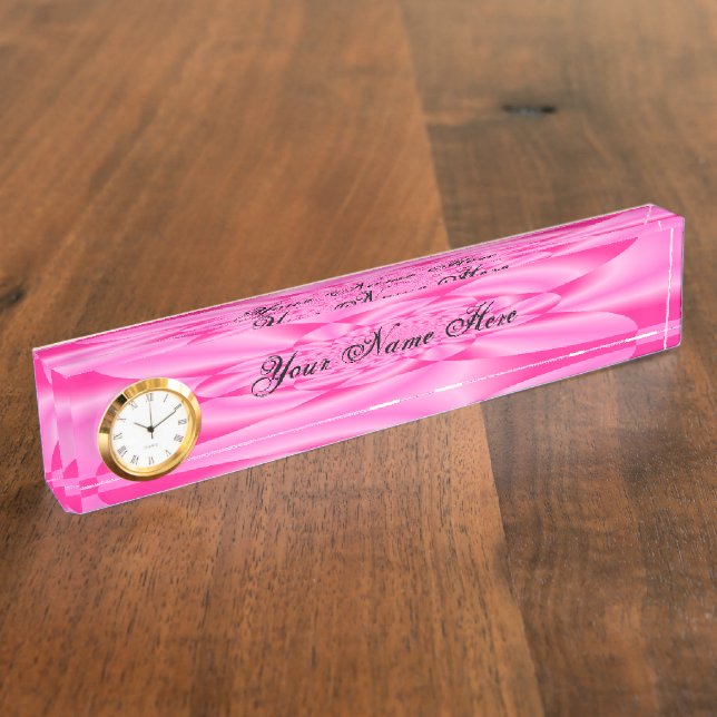 Pink Leaf Petal Namensplakette (Seite)