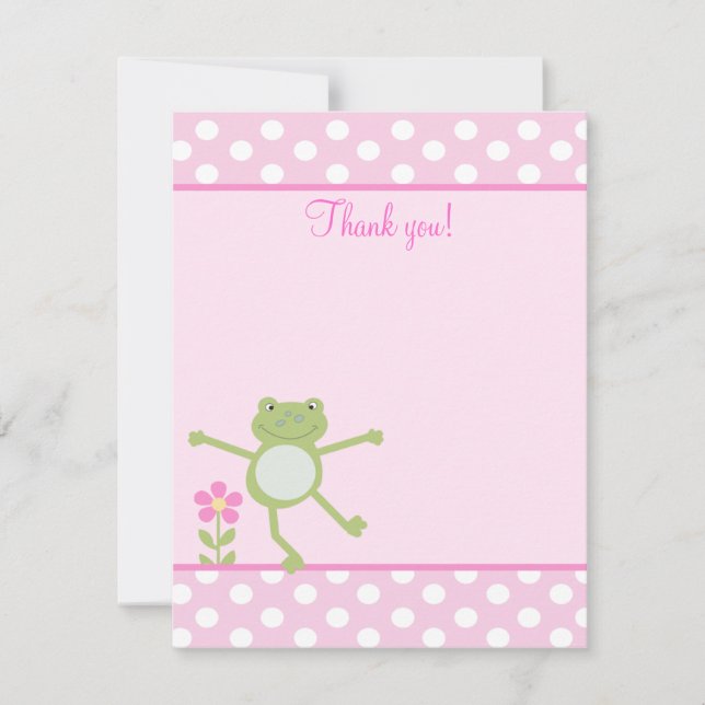 Pink Leap Frog Girly Froggy Flat vielen Dank Mitteilungskarte (Vorderseite)