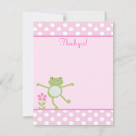 Pink Leap Frog Girly Froggy Flat vielen Dank Mitteilungskarte