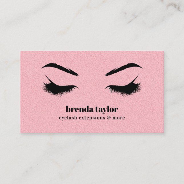 PINK LEATHER chic Eyelash Browbar beruflich Visitenkarte (Vorderseite)