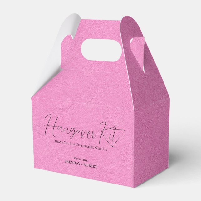 Pink Leinen Einfaches Script Hangover Erholung Kit Geschenkschachtel (Rückseite)